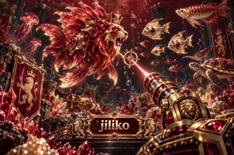 jiliko — orihinal na fishing casino game concept art sa garnet red and champagne