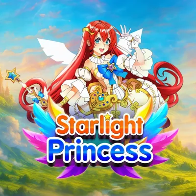 Official Starlight Princess game thumbnail: a red-haired princess with white wings holding a star wand above the colourful Starlight Princess logo